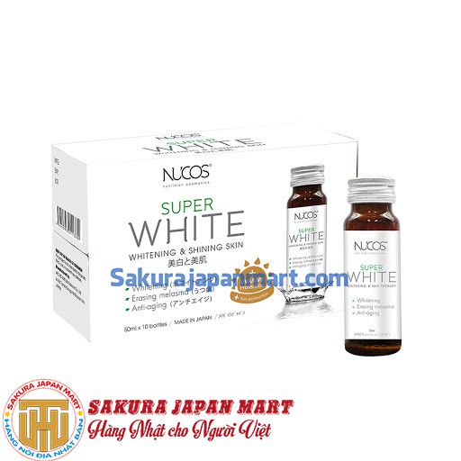 Nước uống Collagen trắng da, giảm nám Nucos Super White (Hộp 10 chai x 50ml)